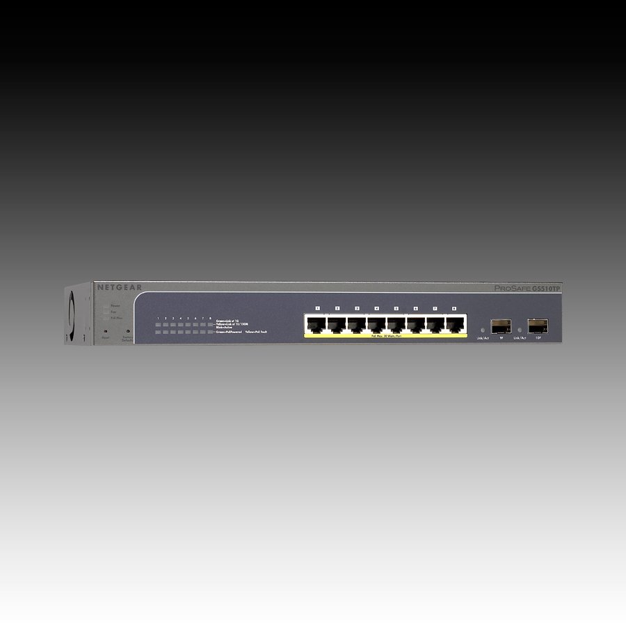 Switch NETGEAR GS510TP (8 x 1000/100/10Mbps, 2 SFP Slots, Rackmount, Firewall Protection, Power over Ethernet (PoE), DoS Attack Protection, Radius/TACACS+, Web Interface) Retail - Slika 3