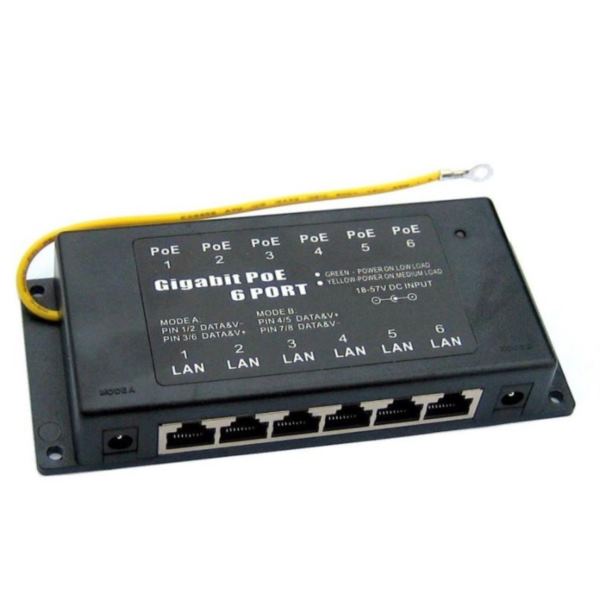MaxcLink 6-Port Passive Gigabit PoE Injector
