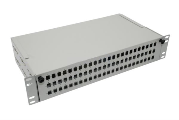 NFO Patch Panel 2U 19" - 72x SC Simplex LC Duplex, Pull-out, 3 trays