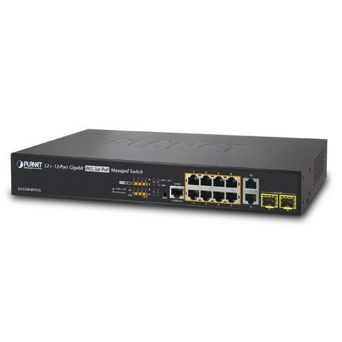 Planet 8P HP POE Gigabit 2 SFP 2P Gig L2 Managed Switch