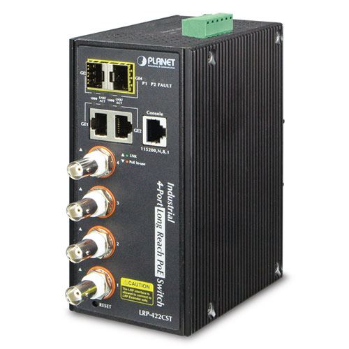 Planet Industrial 4-port Coax 2P Gigabit 2P SFP Managed Switch