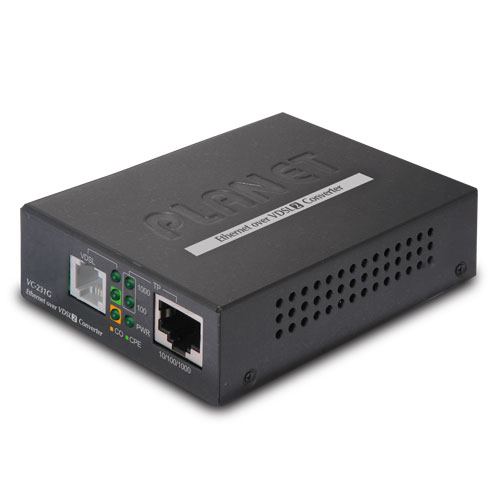 Planet 1-Port 10 100 1000T Ethernet to VDSL2 Converter 30a profile w G.vectoring, RJ11
