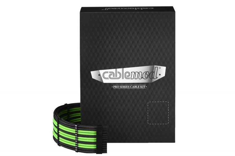 CableMod PRO ModMesh C-Series RMi & RMx Kabelski kit - crni / svijetlo zeleni