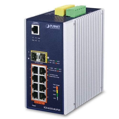 Planet Industrial L3 8-Port GbE 802.3bt PoE 2-Port 100 1000X SFP Managed Switch