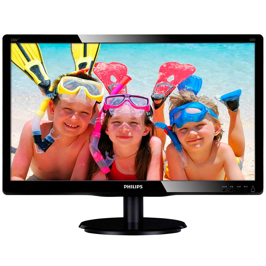 Philips Monitor LED 226V4LAB/00, V-line, 21.5'' 1920x1080@60Hz, 16:9, TN, 5ms, 250nits, Black, 3 Years, VESA100x100/VGA/DVI