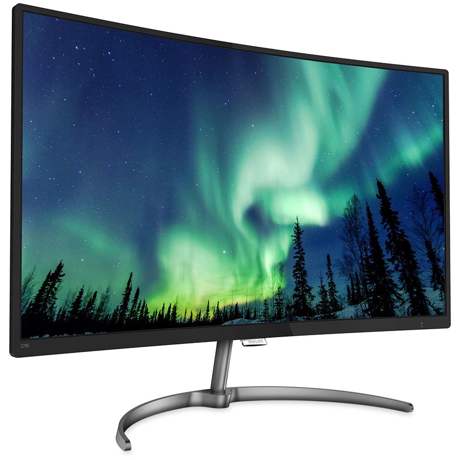 Monitor LED Philips 278E8QJAB/00, E-line, 27'' 1920x1080@60Hz, 16:9, Curved 1800R, VA, 4ms, 250nits, Speakers 3W, White, 2 Years, /VGA/HDMI/DP/