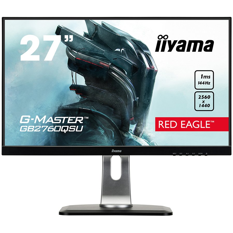 Iiyama Monitor G-Master Red Eagle, 27" ETE Pro-Gaming, 144Hz FreeSync, 2560x1440@144Hz, 350cd/m², DVI, DisplayPort, HDMI, 13cm heigt adj. stand, Pivot, 1ms, USB-HUB (2x3.0), Black Tuner, Speakers