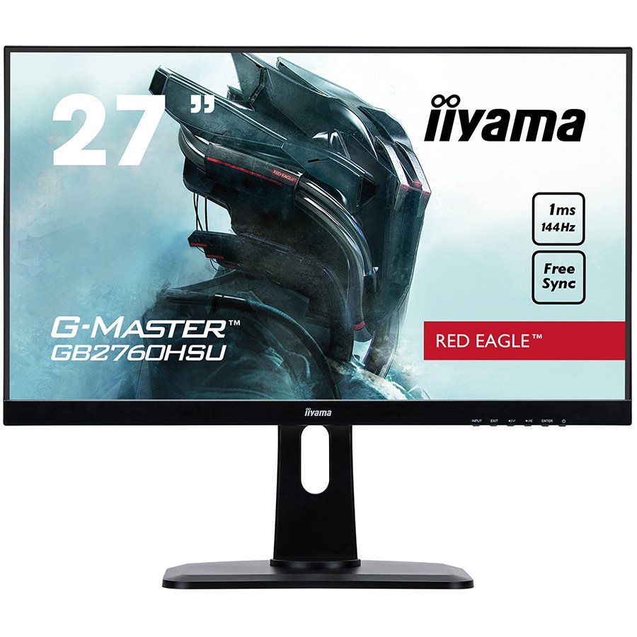 Iiyama Monitor G-Master Red Eagle, 27" ETE Gaming, Ultra Slim, FreeSync, 1920x1080@144Hz, 400cd/m², DisplayPort, HDMI, 1ms, Speakers, USB-HUB (2x2.0), Black Tuner, Height adj. Stand
