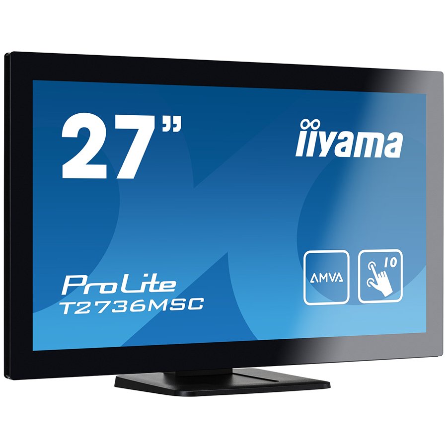 IIYAMA Monitor Prolite, 27" PCAP 10P Touch Screen, 1920x1080, VA-panel, Flat Bezel Free Glass Front, VGA, HDMI, DisplayPort, 255cd/m² (with touch), USB 3.0-Hub (4xOut), 3000:1 Static Contrast, 5ms - Slika 2