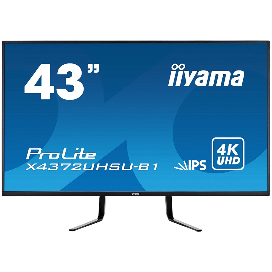 Iiyama Monitor 43", 3840x2160 UHD, IPS, 4ms, 450cd/m², HDMIx2, DisplayPortx2, Speakers, USB-HUB(2x3.0), PBP, PIP, Remote control