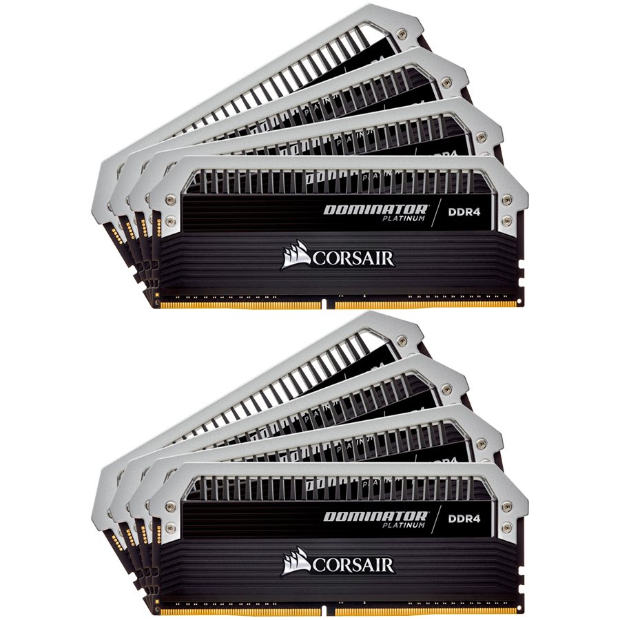 Corsair DDR4, 2666MHz 128GB 8 x 288 DIMM, Unbuffered, 15-17-17-35, DOMINATOR® Platinum, 1.20V, Airflow Platinum Fan Assembly Included