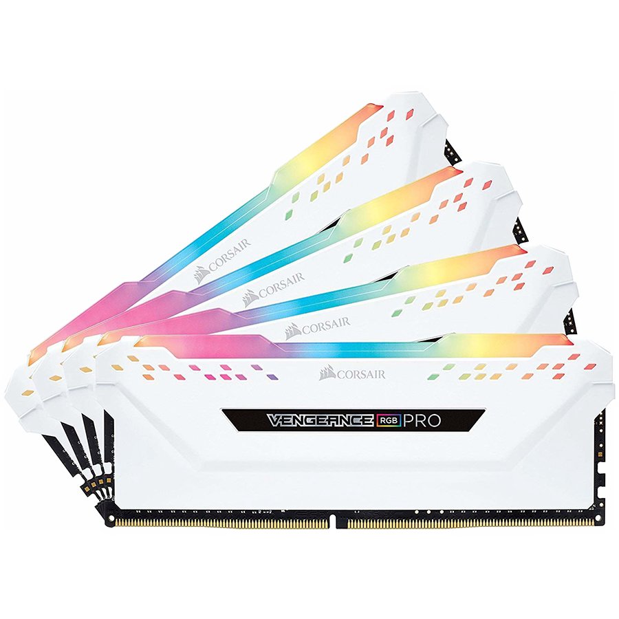 DDR4, 3200MHz 32GB 4 x 288 DIMM, Unbuffered, 16-18-18-36, Vengeance RGB PRO White Heat spreader, RGB LED, 1.35V, XMP 2.0