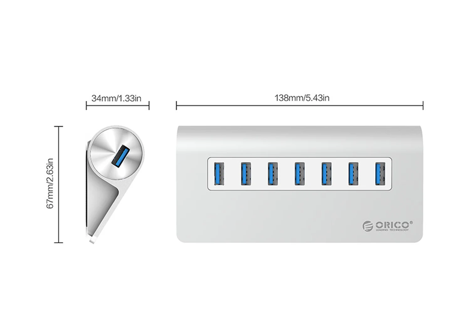 Orico M3H7-V1-EU-SV, USB Hub - Slika 3