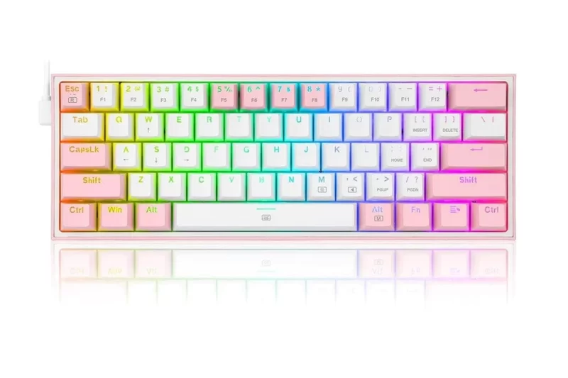 REDRAGON FIZZ RAINBOW K617 RGB mehanička tipkovnica bijelo/roza, RED switch