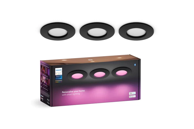 Philips Hue Slim Recessed Spot svjetlo, crno, 3 komada