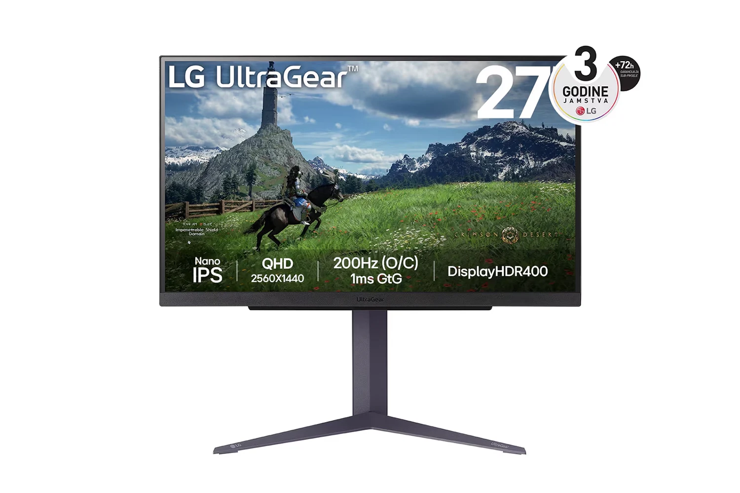 LG 27GS85Q-B monitor, 27", QHD, 180Hz, FreeSync/G-Sync, IPS