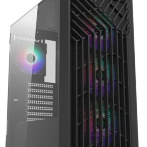NaviaTec X3 3613BK Gaming case with 4x ARGB Fans, Real Glass Side