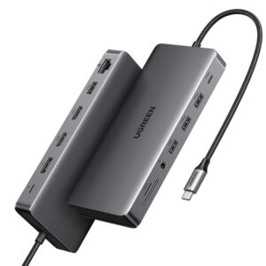 UGREEN 13-portni USB-C HUB, 1×DP/4K60, 2×HDMI/4K60, 1×USB-C (PD 100W), 1×USB-C, 4×USB-A, RJ45, 3.5mm, čitač kartica SD/TF