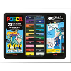 Marker Uni gift set Posca Manga u metalnoj kutiji (mix pc-1m/ pc-3m/pc-5m) 20/1 302422427