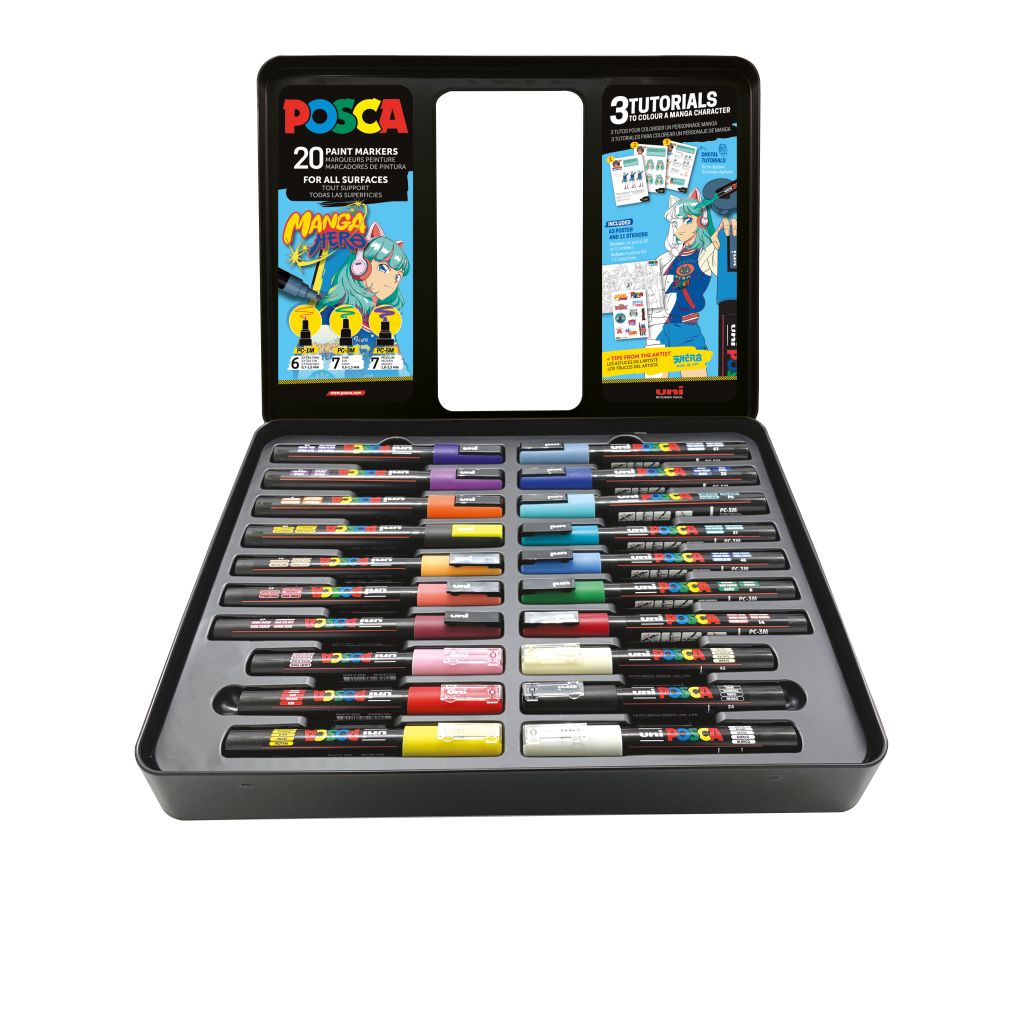Marker Uni gift set Posca Manga u metalnoj kutiji (mix pc-1m/ pc-3m/pc-5m) 20/1 302422427 - Slika 2