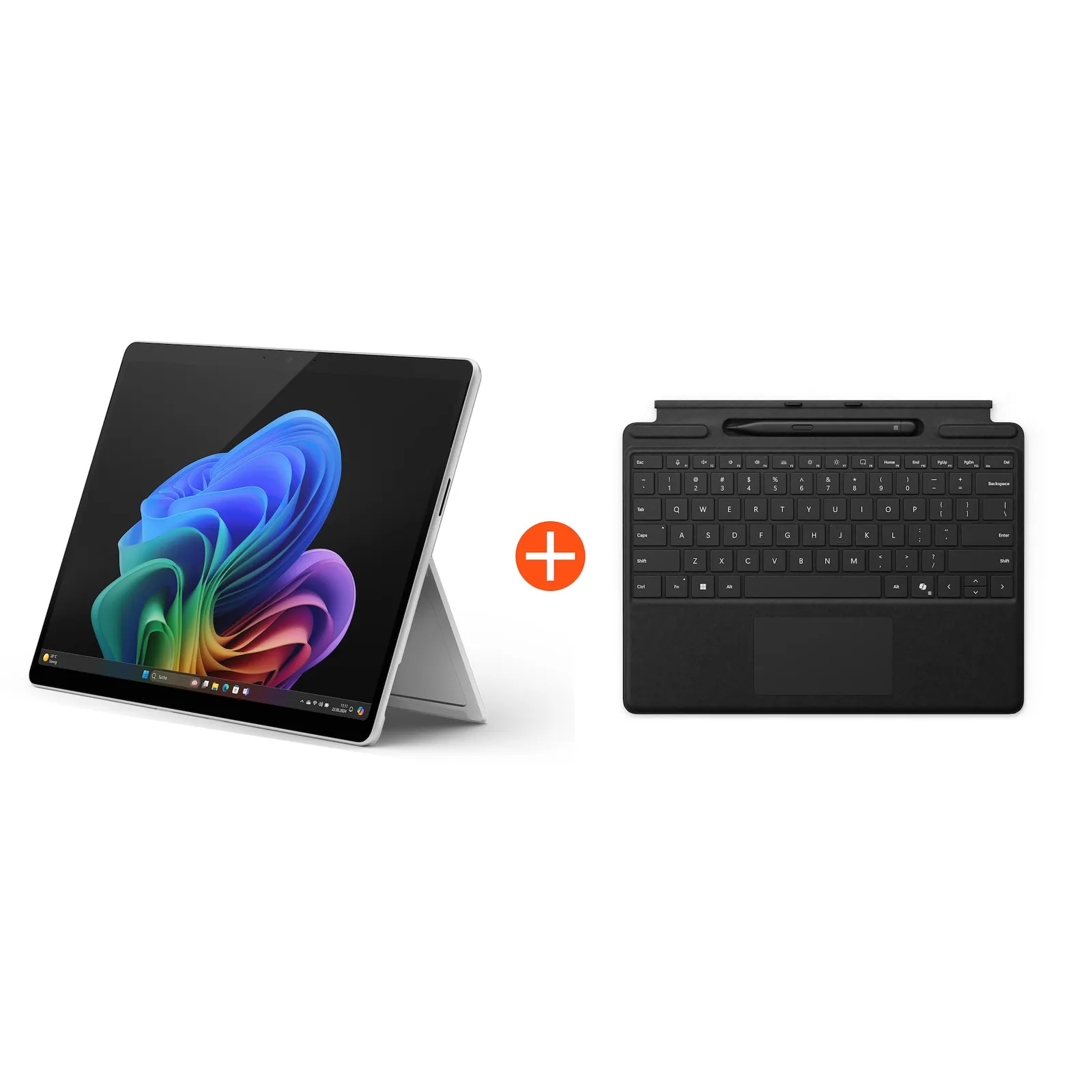 Microsoft Surface Pro (11. Edition) Copilot+ PC 13" OLED 2in1 Platin Snapdragon® X Elite 16GB/1TB SSD Win11 EP2-08379 ohne Netzteil inkl. Keyboard mit Slim Pen schwarz