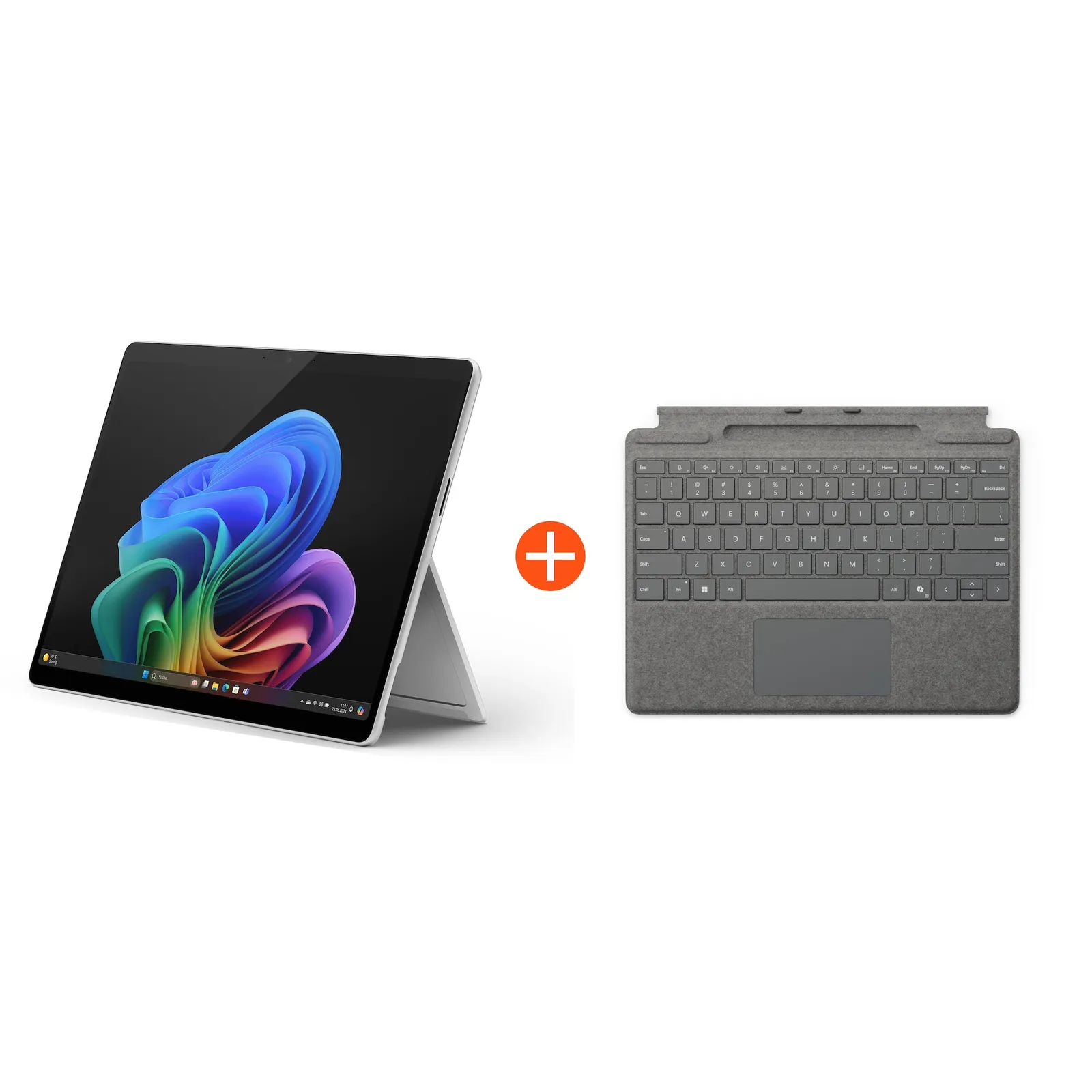 Microsoft Surface Pro (11. Edition) Copilot+ PC 13" 2in1 Platin 5G Snapdragon® X Plus 16GB/256GB SSD Win11 EP2-08261 ohne Netzteil inkl. Keyboard mit Stiftaufbewahrung platin