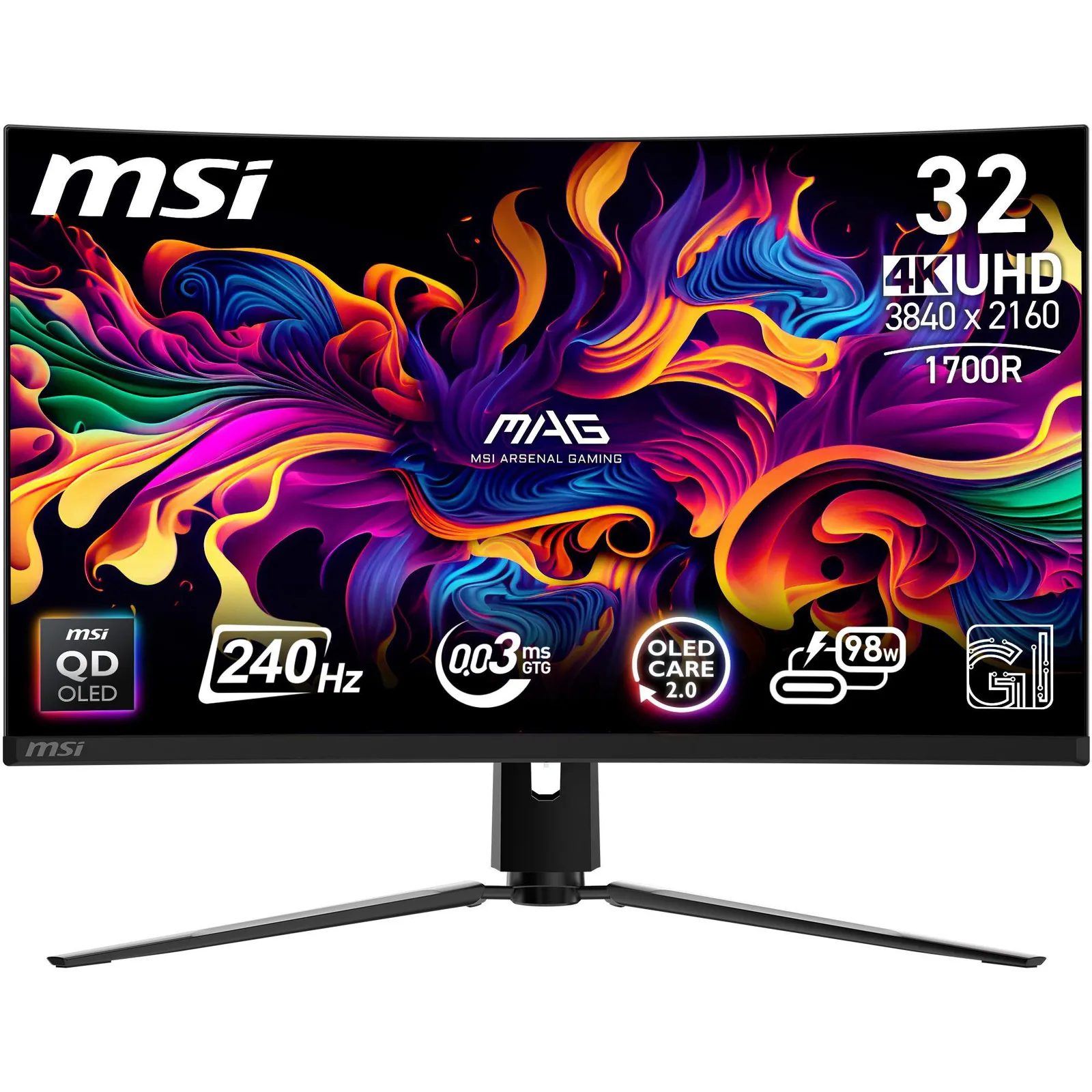 MSI MPG MPG 321CURXDE 80cm (31,5") 4K QD-OLED Curved Gaming Monitor 16:9 HDMI/DP/USB-C PD98W 240Hz 0,03ms