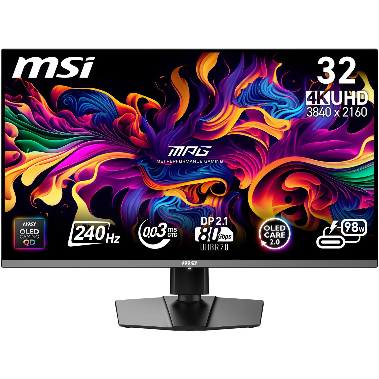 MSI MPG 322URXDE QD-OLED 80cm (31,5") 4K Gaming Monitor 16:9 HDMI2.1/DP2.1/USB-C PD98W 240Hz 0,03ms