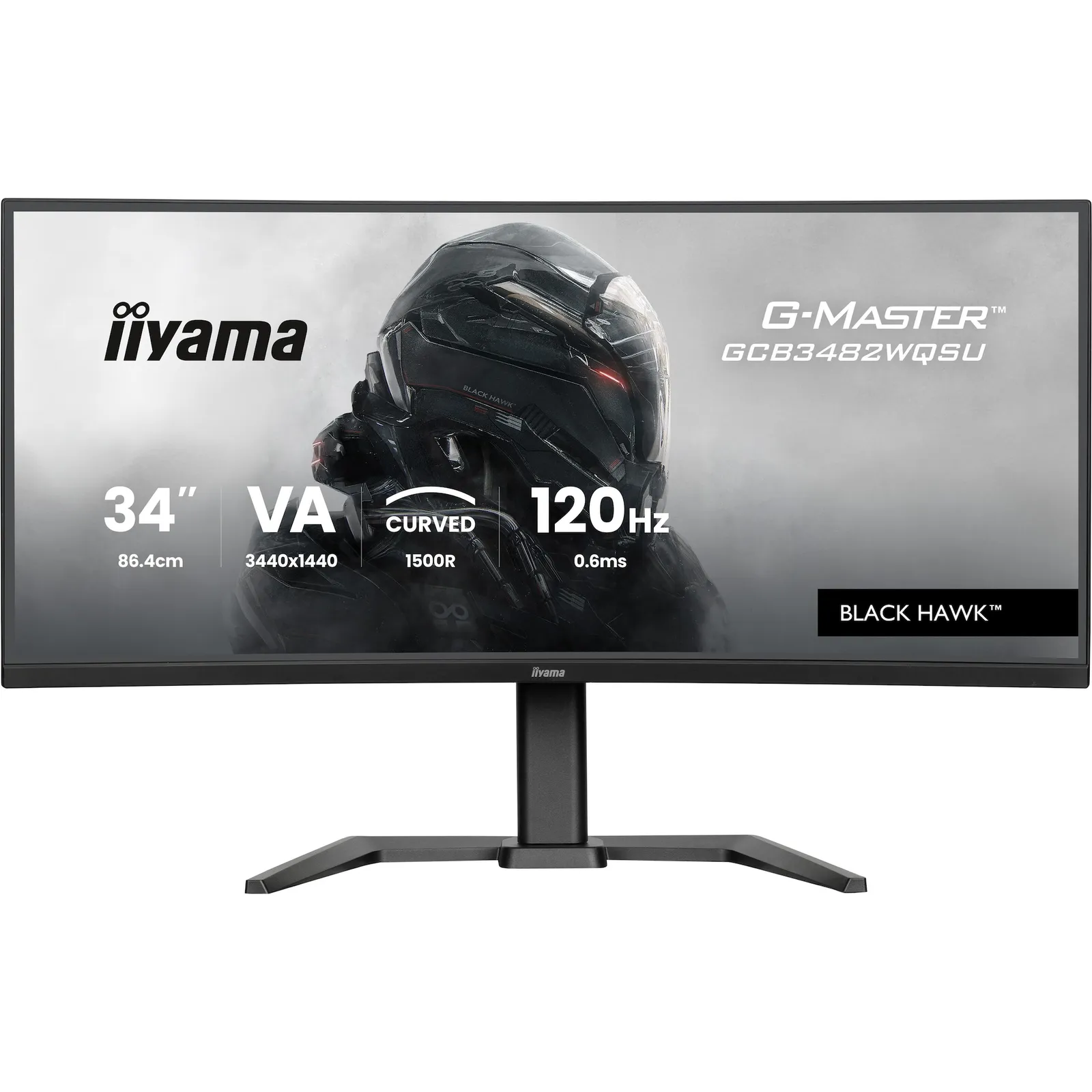 iiyama G-Master Black Hawk GCB3482WQSU-B1 86,4cm (34") UWQHD VA Gaming Monitor Curved 21:9 DP/HDMI/USB 120Hz 0,6ms Sync