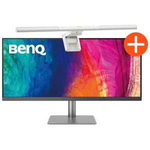 BenQ PD3420Q 86,4cm (34") UWQHD Monitor + ScreenBar Pro Monitor Lampe silber