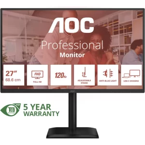 AOC 27E4CV 68,6cm (27") FHD IPS Office Monitor 16:9 HDMI/DP/LAN/USB-C PD90W 120Hz 4ms Sync