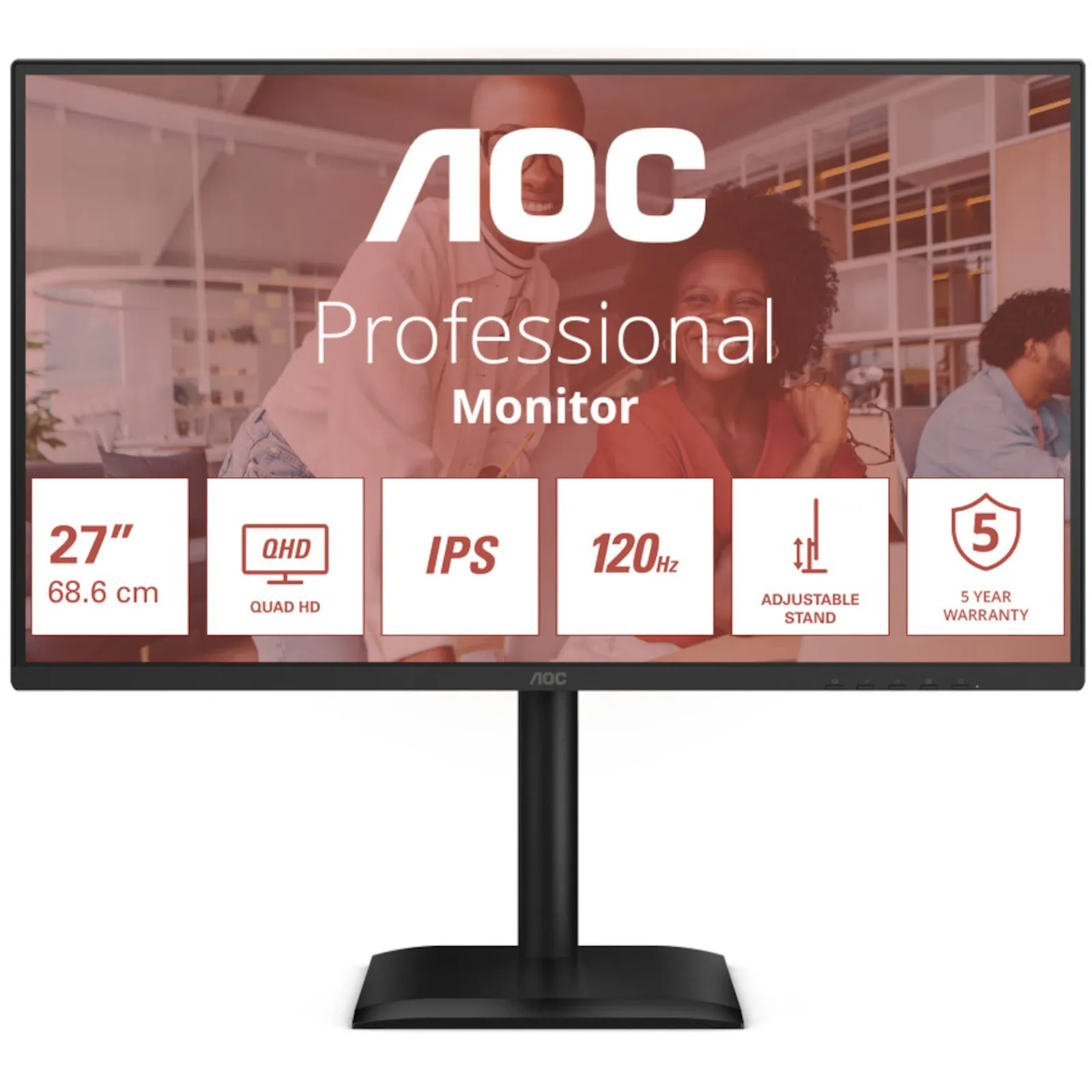 AOC Q27E4U 68,6cm (27") QHD IPS Office Monitor 16:9 HDMI/DP/USB 120Hz 4ms Sync