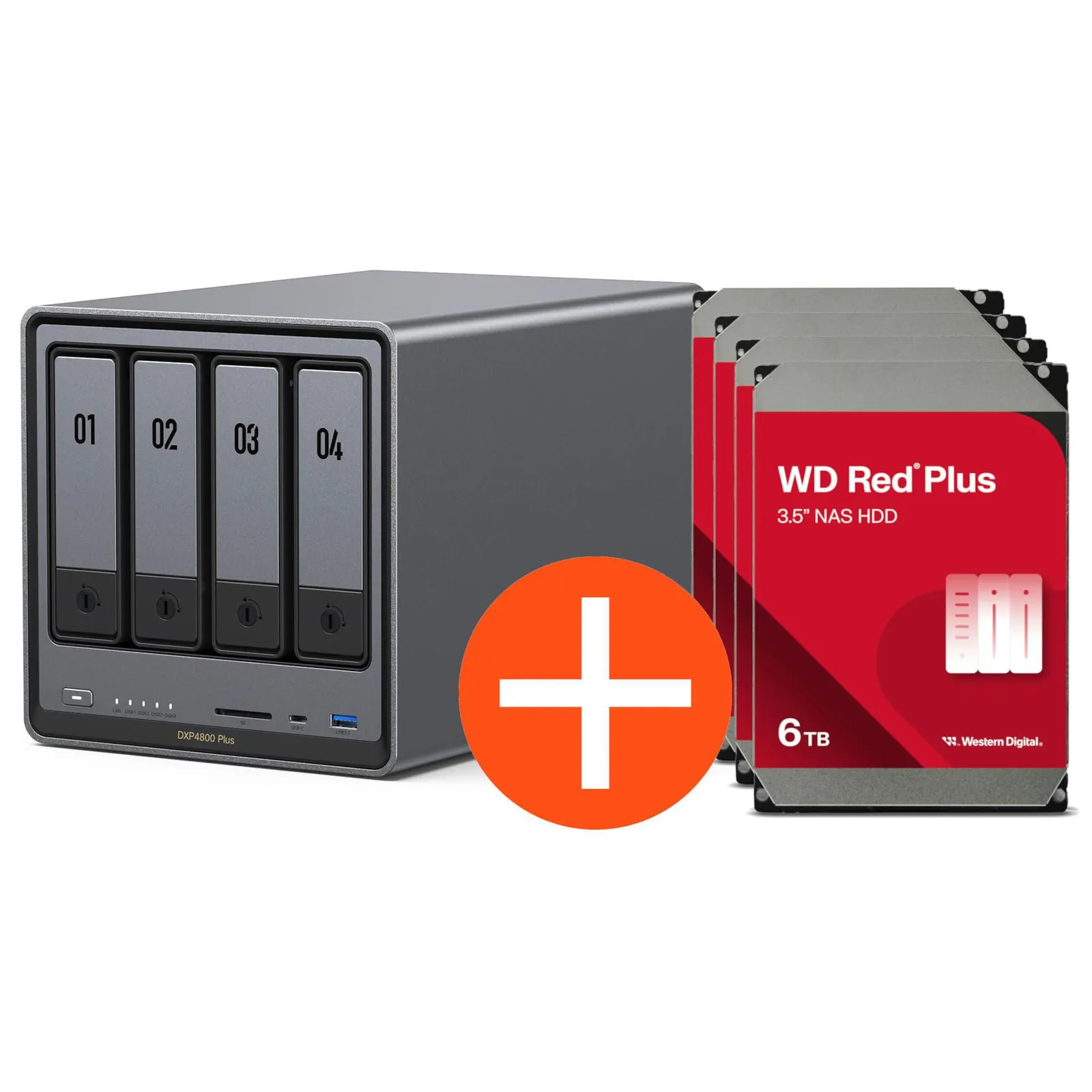 UGREEN NASync DXP4800 Plus NAS System 4-Bay 32TB inkl. 4x WD WD80EFPX NAS HDD - 8 TB