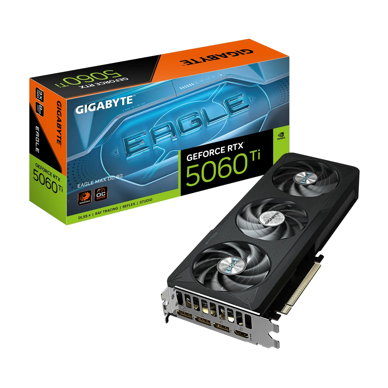 Gigabyte Video Card nvidia GeForce RTX 5060 Ti EAGLE MAX OC 8G (8GB GDDR7/128bit, PCI-E 5.0, 1x 8Pin Power connector, 650W, 3xDP, 1xHDMI)
