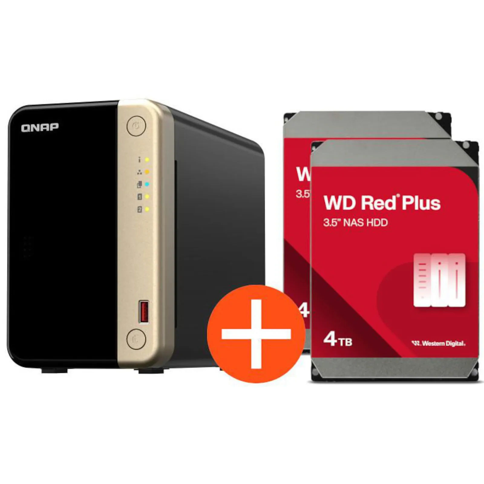 QNAP TS-264-8G NAS System 2-Bay 8TB inkl. 2x 4TB WD Red Plus WD40EFPX