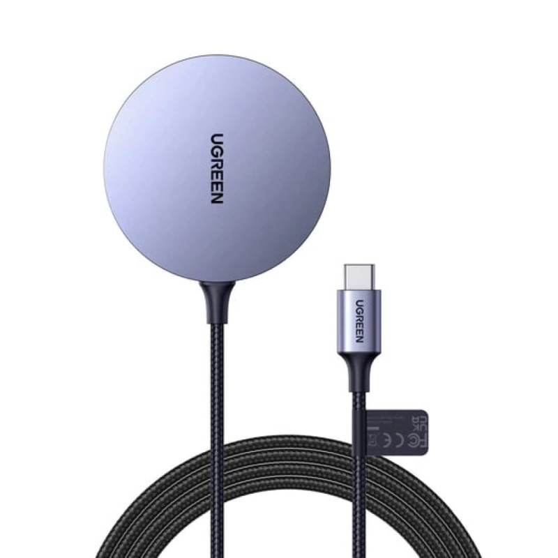 Ugreen Kućni punjač, do 15W, MagSafe, bežični, sivi