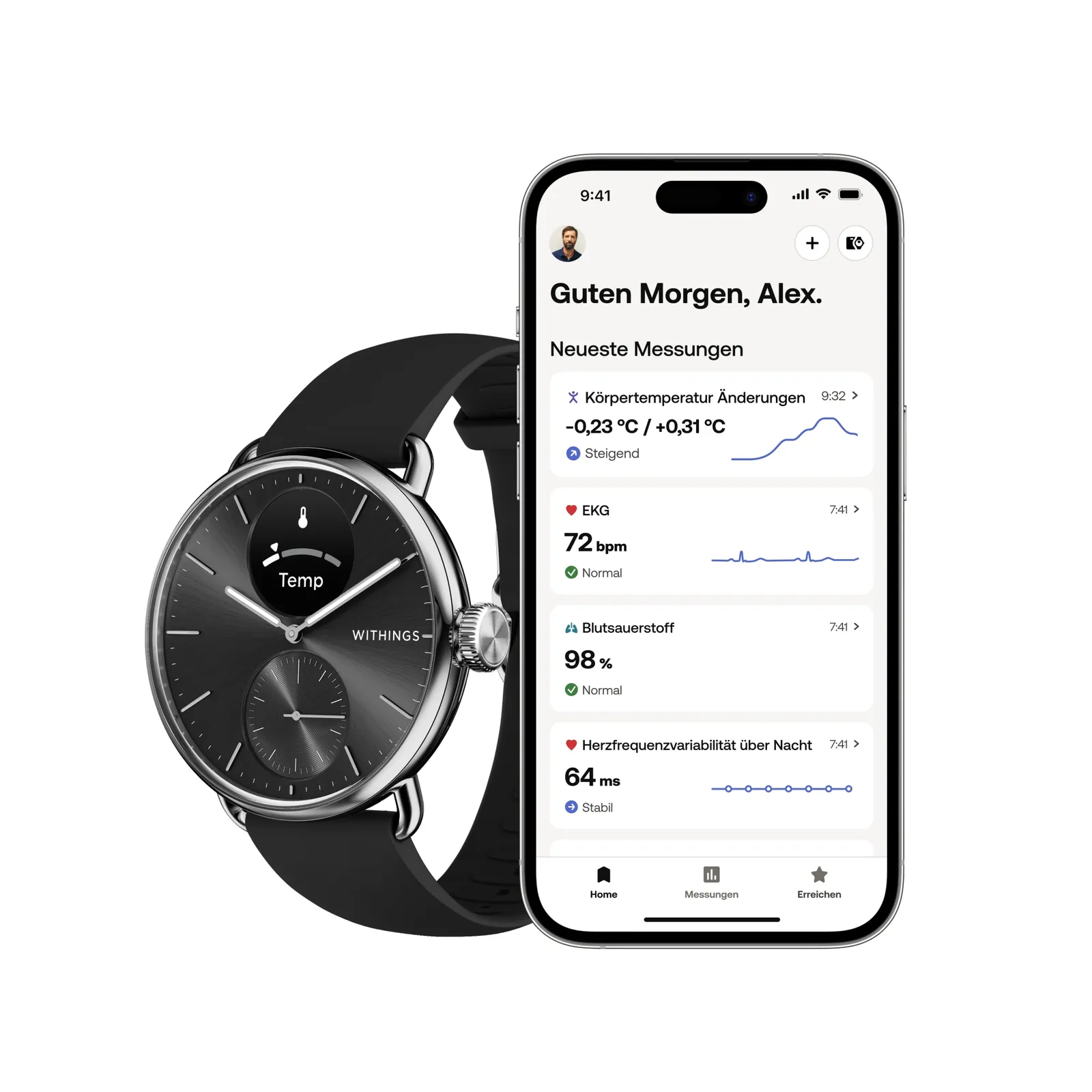 Withings ScanWatch 2 38 mm crni EKG, razina kisika u krvi, praćenje sna - Slika 3