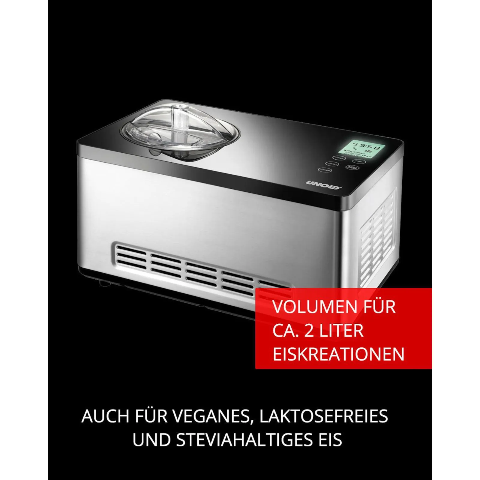 Unold 48845 Gusto aparat za sladoled s digitalnim timerom, 2l, nehrđajući čelik/crna - Slika 5