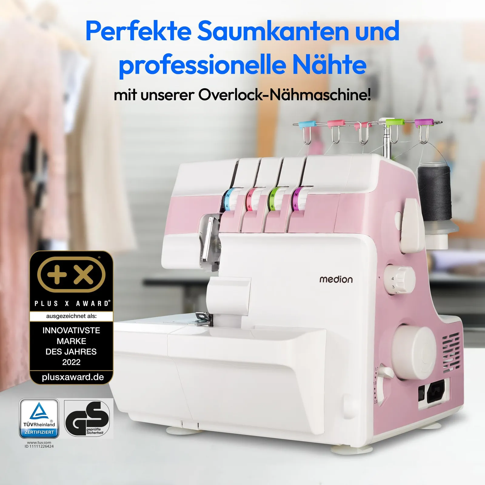 Medion LIFE® MD19169 Overlock-Nähmaschine SO90 rosa - Slika 2