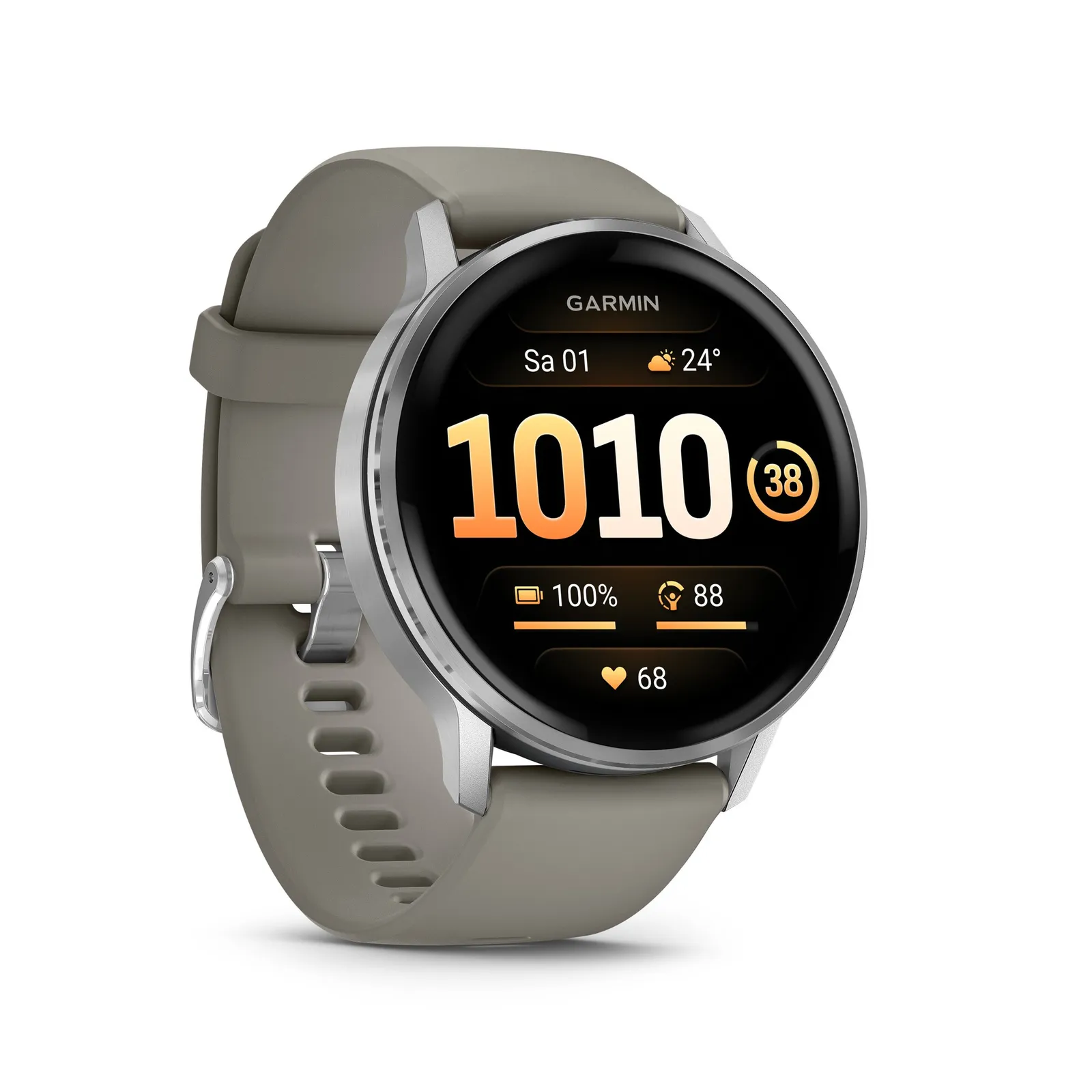 Garmin Venu® 4 - 45 mm crni/srebrni s brzim silikonskim remenom za otpuštanje 22 mm, siva