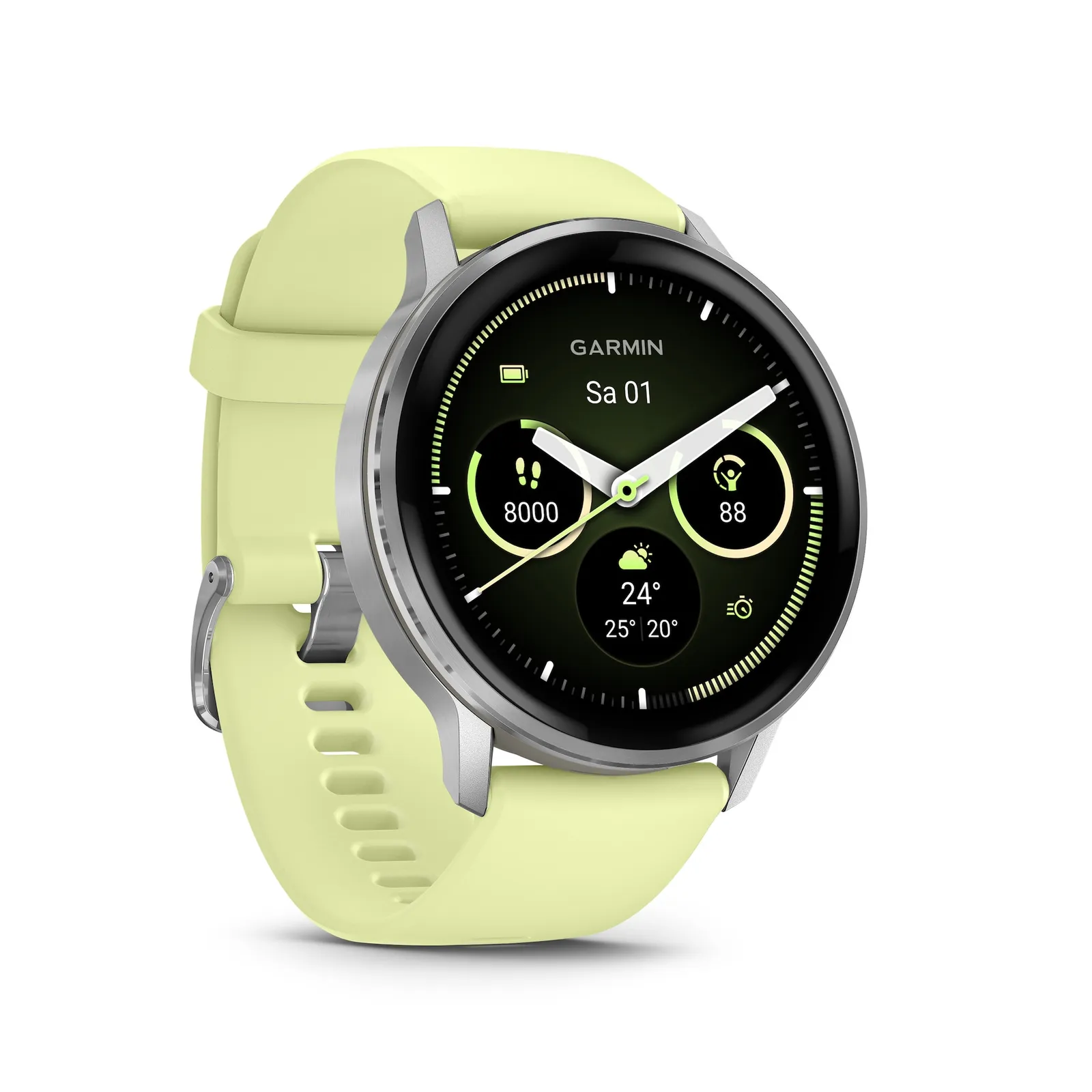 Garmin Venu® 4 - 45 mm Grau/Silber s brzim silikonskim remenom od 22 mm, limun