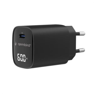 Gembird 60W USB Type-C fast charger, LCD, black