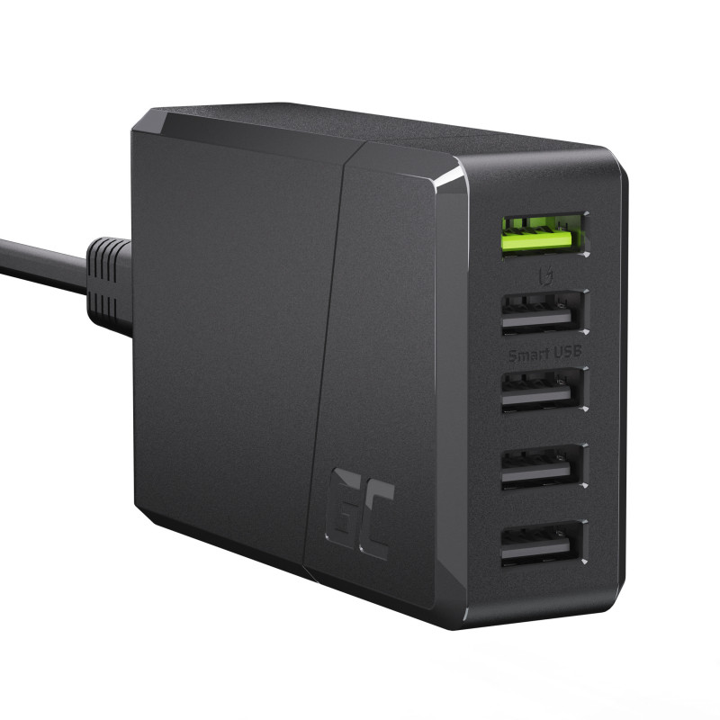 Green Cell Charger 52W 5-Port USB3.0 Schwarz