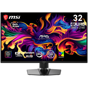 MSI MAG 321UP QD-OLED X24, 31.5", 3840x2160 (UHD), 16:9, 300nits, 240Hz, 0.03ms, NVIDIA G-SYNC, AMD FreeSync Premium Pro, 1x DP 1.4a, 2x HDMI 2.1, 1x USB 2.0 Type-C (DP alt.) w/ 15W PD, VESA